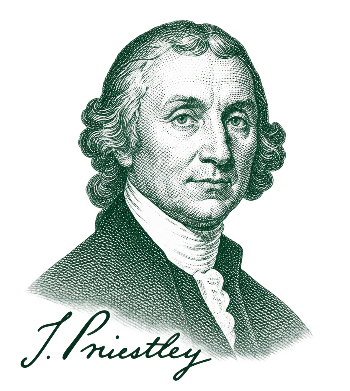 Engraved portrait of Joseph Priestley with his signature